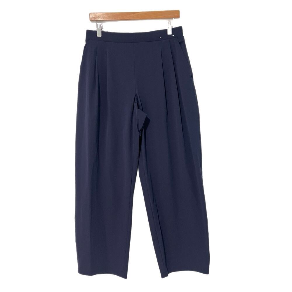 UNIQLO Women’s XL Jersey Barrel Pants High Waist Pull On Navy Blue Stretch NEW